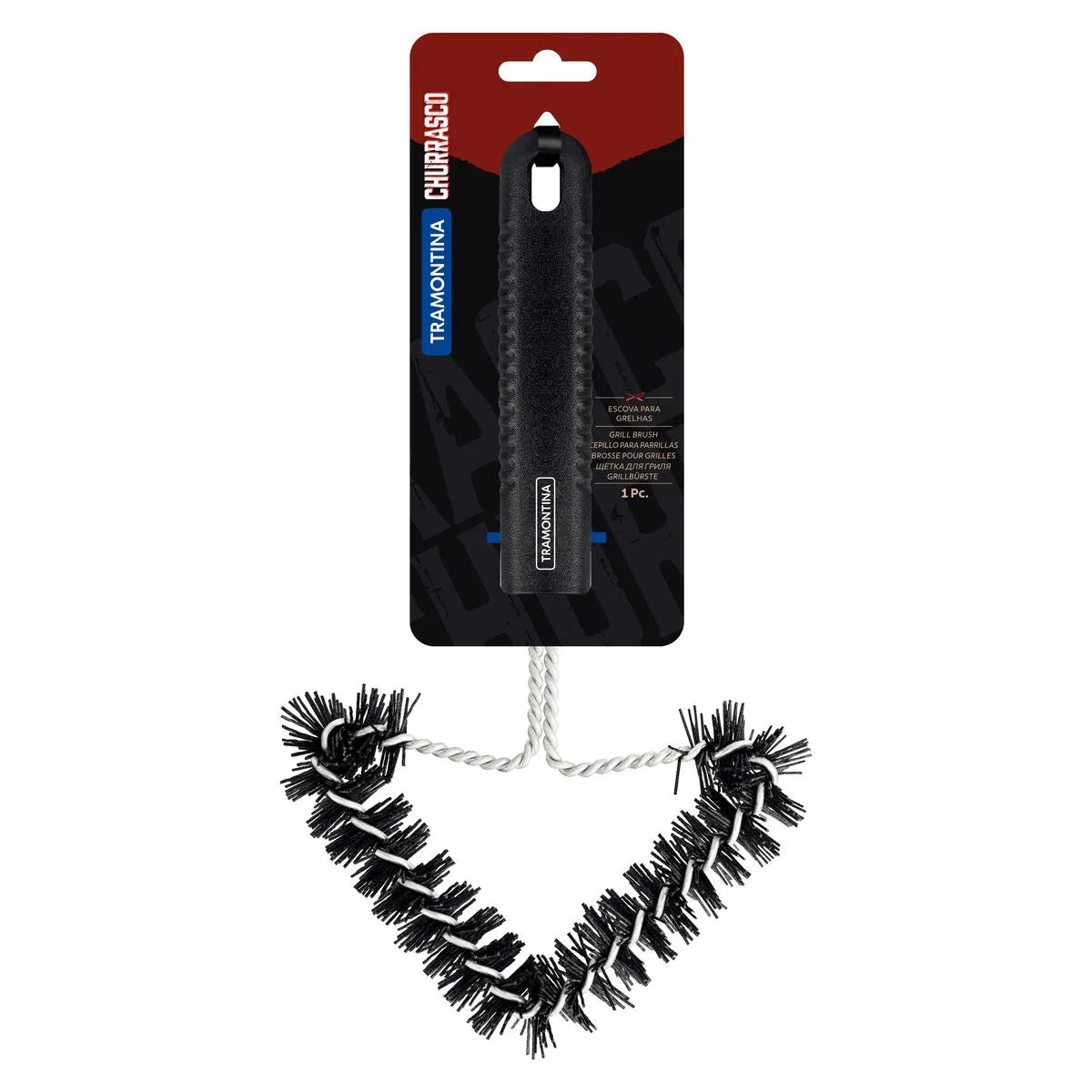 Escova para Grelha Tramontina Churrasco com Estrutura de Aço Inox com Cerdas de Nylon e Cabo de Polipropileno - Alta Performance