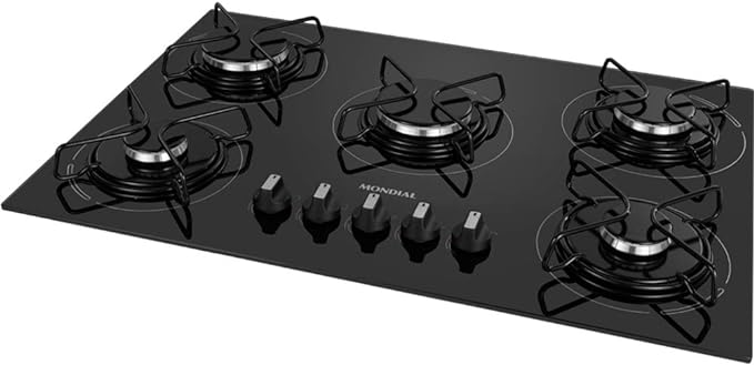 Cooktop a Gás 5 Bocas Mondial Preto/Inox Bivolt CTG 02 - Elegante