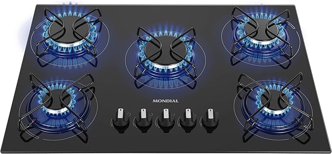 Cooktop a Gás 5 Bocas Mondial Preto/Inox Bivolt CTG 02 - Elegante