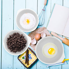 Tigelas Glad de mistura com bico de despejo conjunto de 3 | Design de encaixe poupa espaço | Antiderrapante livre de BPA pode ir à lava louças | Utensílios de cozinha e assar branco - Exclusivo