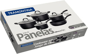 Jogo de Panelas de Alumínio com Revestimento Interno de Antiaderente 5 Peças Tramontina Mônaco Preto - Premium