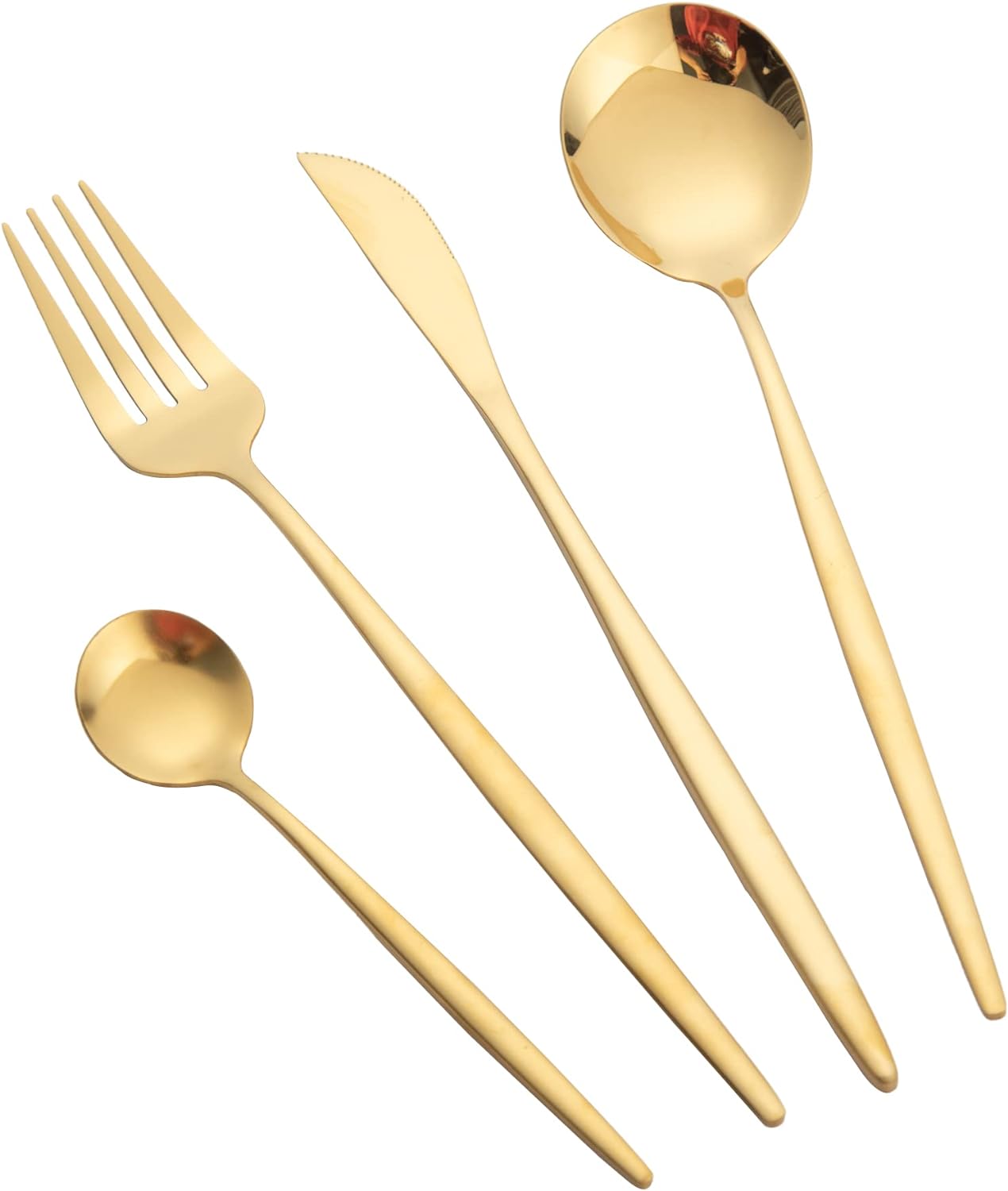 Conjunto De Talheres Aço Inoxidável 24 Pcs Faqueiros Kits (Dourado) - Versátil