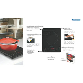 Cooktop Portátil por Indução Tramontina Slim Touch EI 30 com 1 Área de Aquecimento e Comando Touch 127 V - Moderno
