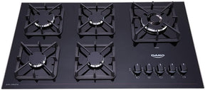Cooktop a Gás 5 Bocas Preto com Mesa de Vidro e Tripla Chama Dako Diplomata Bivolt - Elegante