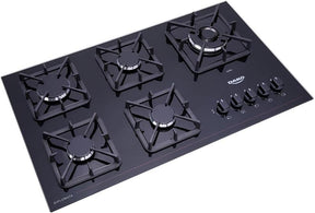 Cooktop a Gás 5 Bocas Preto com Mesa de Vidro e Tripla Chama Dako Diplomata Bivolt - Elegante