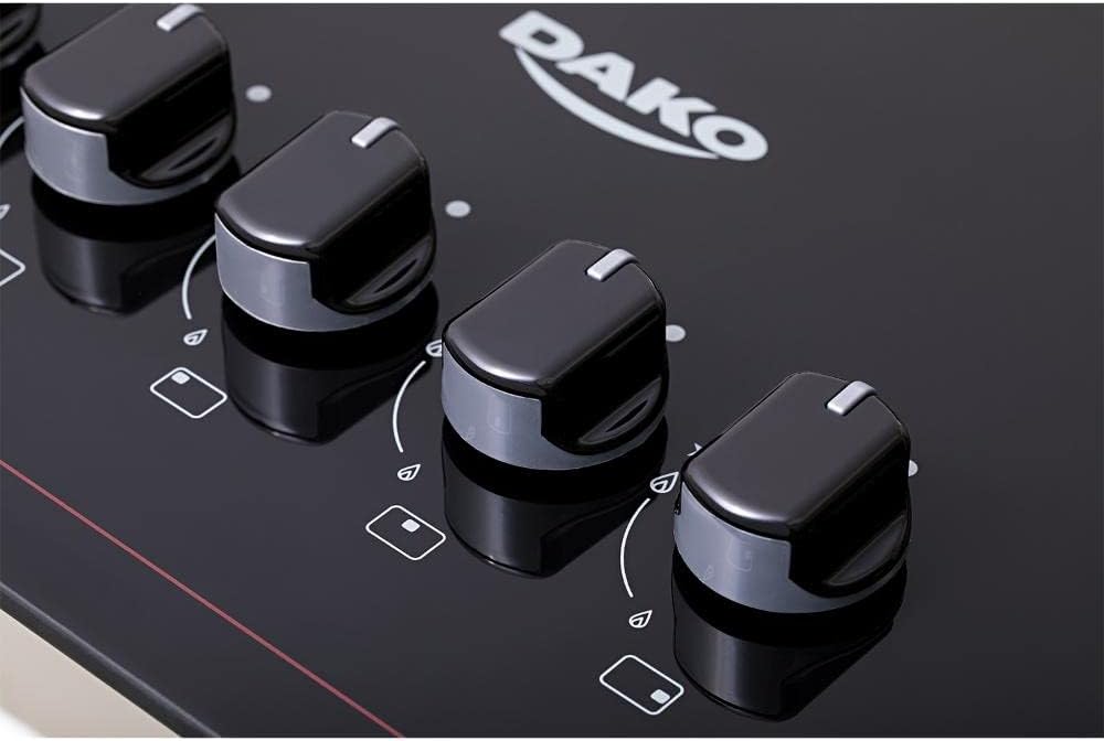 Cooktop a Gás 5 Bocas Preto com Mesa de Vidro e Tripla Chama Dako Diplomata Bivolt - Elegante