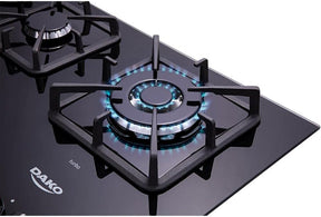 Cooktop a Gás 5 Bocas Preto com Mesa de Vidro e Tripla Chama Dako Diplomata Bivolt - Elegante