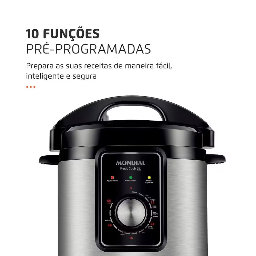 Panela Elétrica de Pressão Mondial PE 47 Pratic Cook 3L Inox - Alta Performance