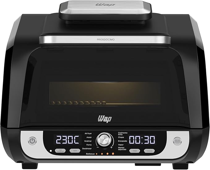 WAP Fritadeira Elétrica Air Fryer Barbecue Digital 12 em 1 10 Litros 4 Níveis de Temperatura Antiaderente 1700W - Alta Performance