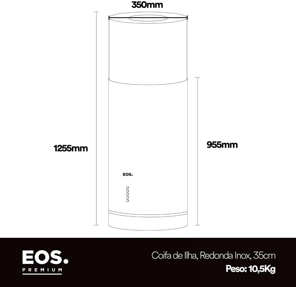 Coifa e Depurador de Ilha Eos 35cm Redonda Eco40ir Inox - Premium