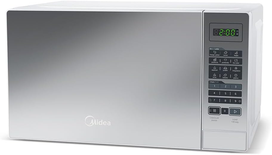 Forno Micro ondas 20L Branco Espelhado Midea 127V MRAM21 - Moderno