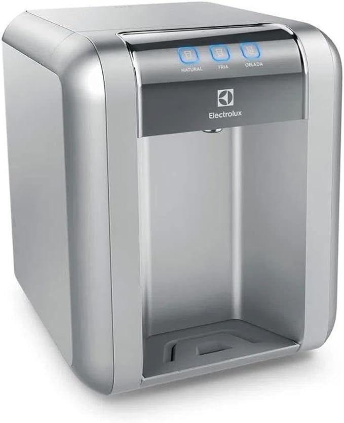 Purificador de Água Gelada Fria e Natural Elétrico Compacto Eletronico placa Electrolux cinza prata com Painel Touch Bivolt PE11X - Premium