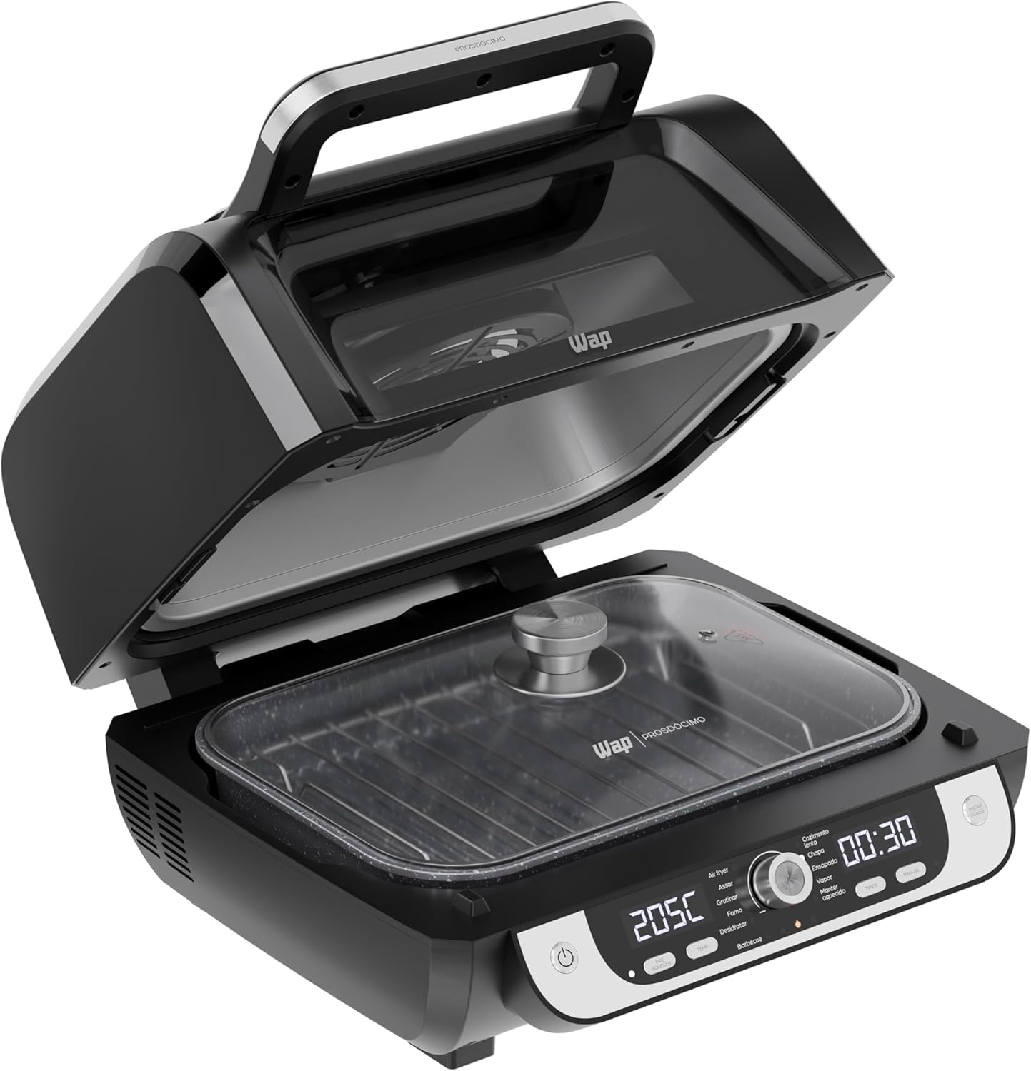 WAP Fritadeira Elétrica Air Fryer Barbecue Digital 12 em 1 10 Litros 4 Níveis de Temperatura Antiaderente 1700W - Alta Performance