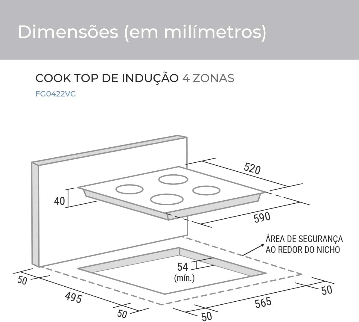 Cooktop de Indução 4 Zonas Preto SUGGAR FG0422VC - Elegante