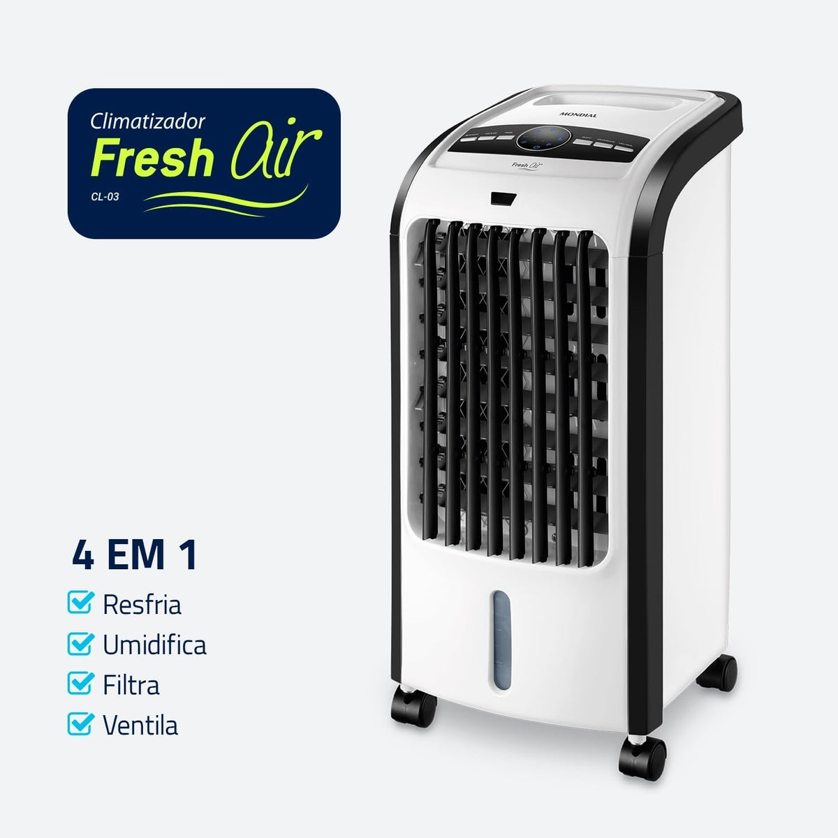 Climatizador Flash Air Mondial Branco/Preto 80W CL 03 - Elegante