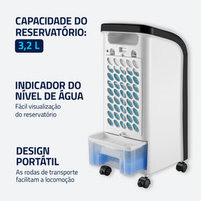 Climatizador Flash Air Mondial Branco/Preto 80W CL 03 - Elegante
