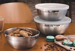 Tramontina Freezinox 64220210 Conjunto de 3 Recipientes de Aço Inoxidável com Tampas de Plástico Prata - Premium