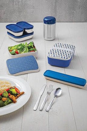 Conjunto Talher Aco Inox Com Estojo Tampa Azul Tramontina - Elegante