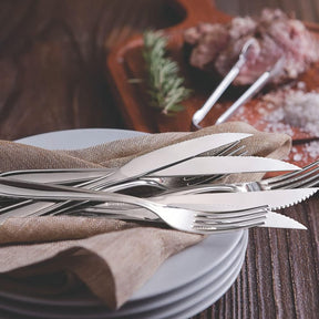 Faqueiro Aço Inox com Faca para Churrasco com 42 Peças Tramontina Laguna. - Versátil