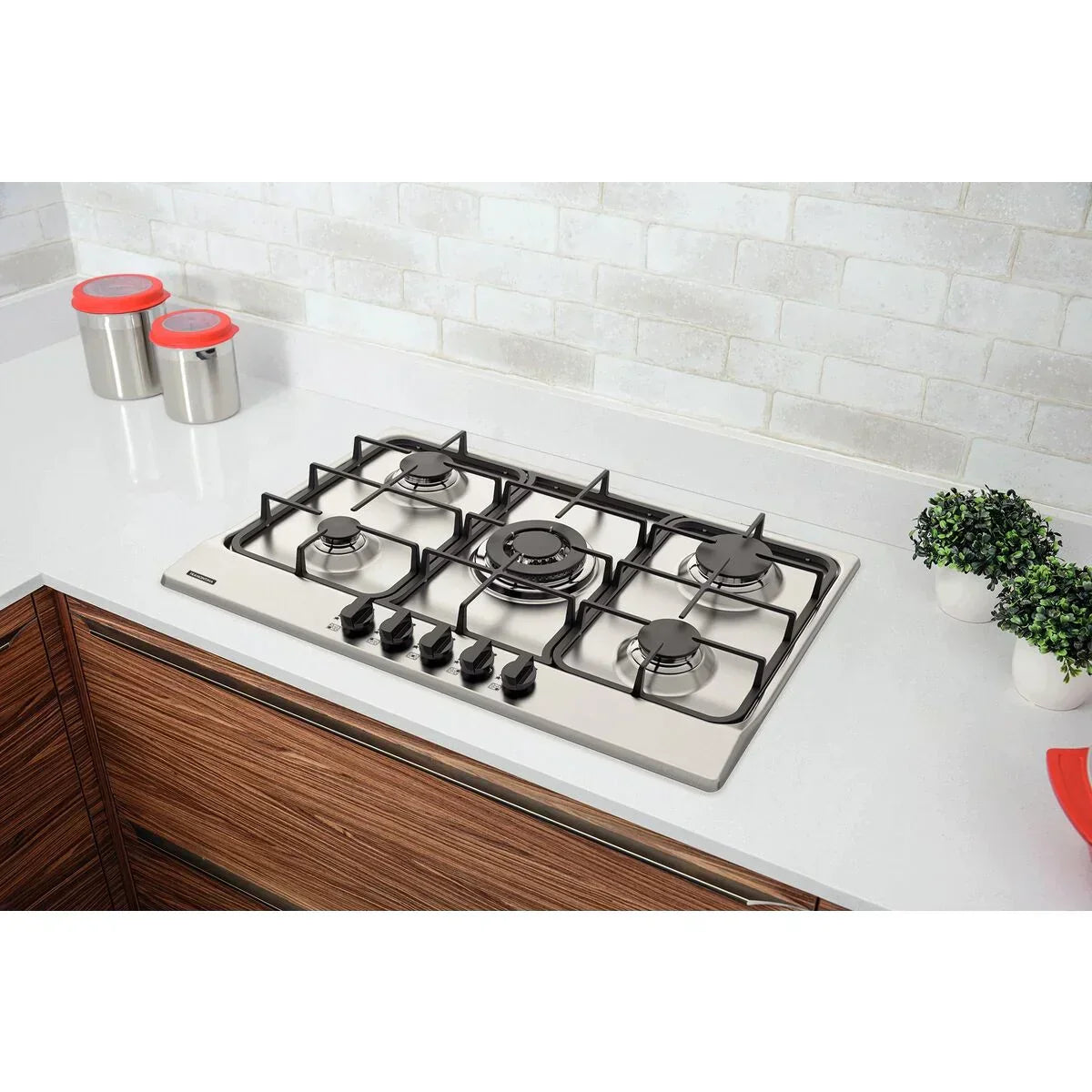 Cooktop a Gás Tramontina Penta FF 5GX Tri 75 em Aço Inox e Trempes em Ferro Fundido com Acendimento Superautomático 5 Queimadores - Eficiente