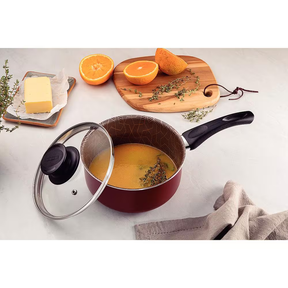 Conjunto de Panelas 7 Peças Tramontina Paris com Antiaderente Starflon Max e Tampas de Vidro com Saída de Vapor Cereja - Alta Performance