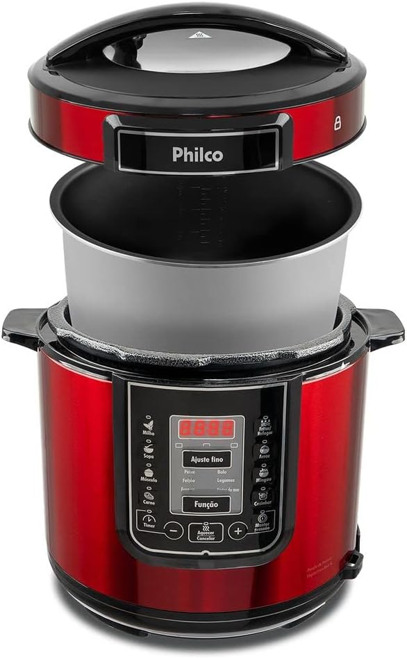 Panela de pressão Digital inox red ppp01 6L Vermelho Philco - Moderno