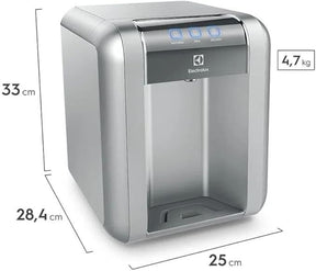 Purificador de Água Gelada Fria e Natural Elétrico Compacto Eletronico placa Electrolux cinza prata com Painel Touch Bivolt PE11X - Premium