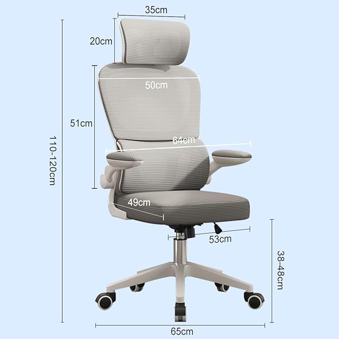Cadeira de escritório design ergonômico com suporte lombar independente malha respirável e encosto de cabeça ajustável - Elegante