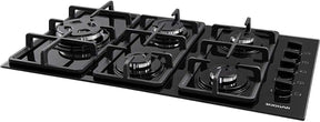 Suggar Cooktop Vidro Preto 5 Queimadores Esmaltados Trempes Ferro Fundido Tripla Chama Lateral FG5335VP - Elegante