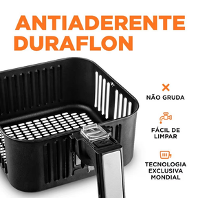 Fritadeira Elétrica Sem Óleo Air Fryer Mondial AFN40BI Family Inox 4L Preta/Inox - Eficiente