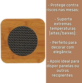 Descanso de panela 4un madeira para proteger mesas de panelas quentes e decorar - Exclusivo