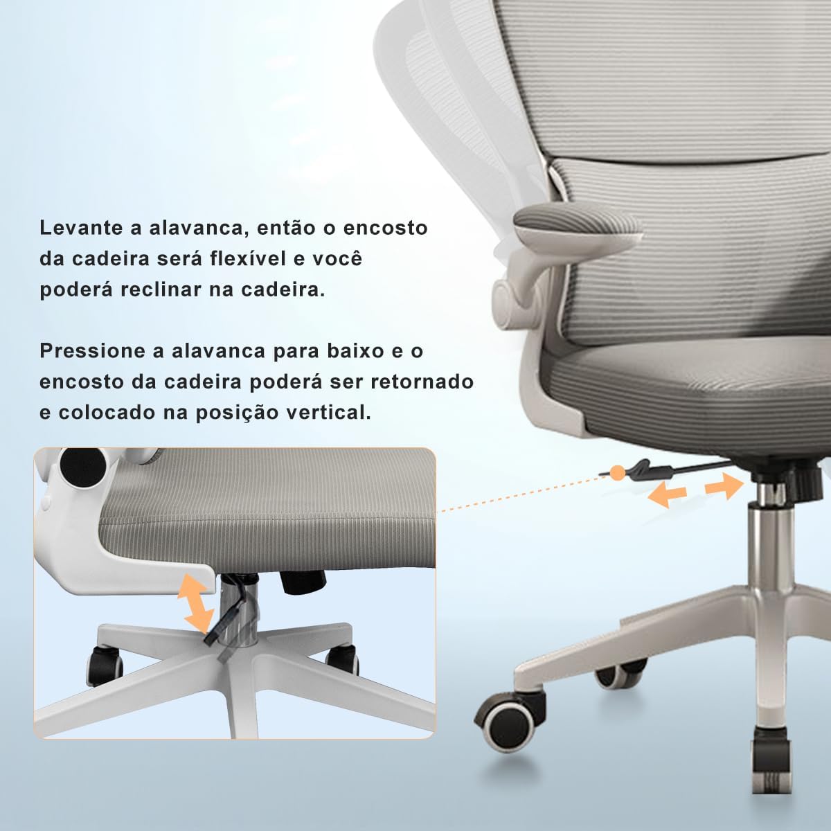 Cadeira de escritório design ergonômico com suporte lombar independente malha respirável e encosto de cabeça ajustável - Elegante