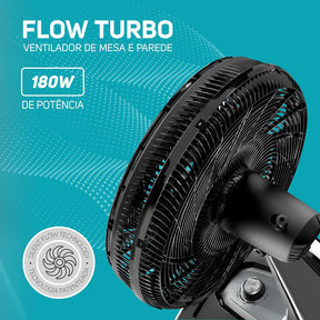 WAP Ventilador de Mesa e Parede 50cm FLOW TURBO com Tecnologia Silenciosa e Econômica 8 Pás e 3 Velocidades 180W - Premium