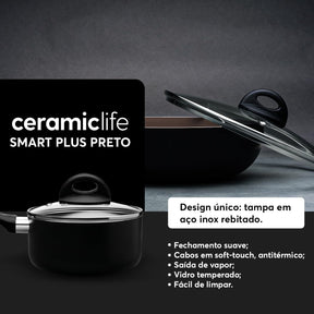 Brinox Jogo de Panelas 8 Peças Ceramic Life Smart Plus Vanilla - Premium