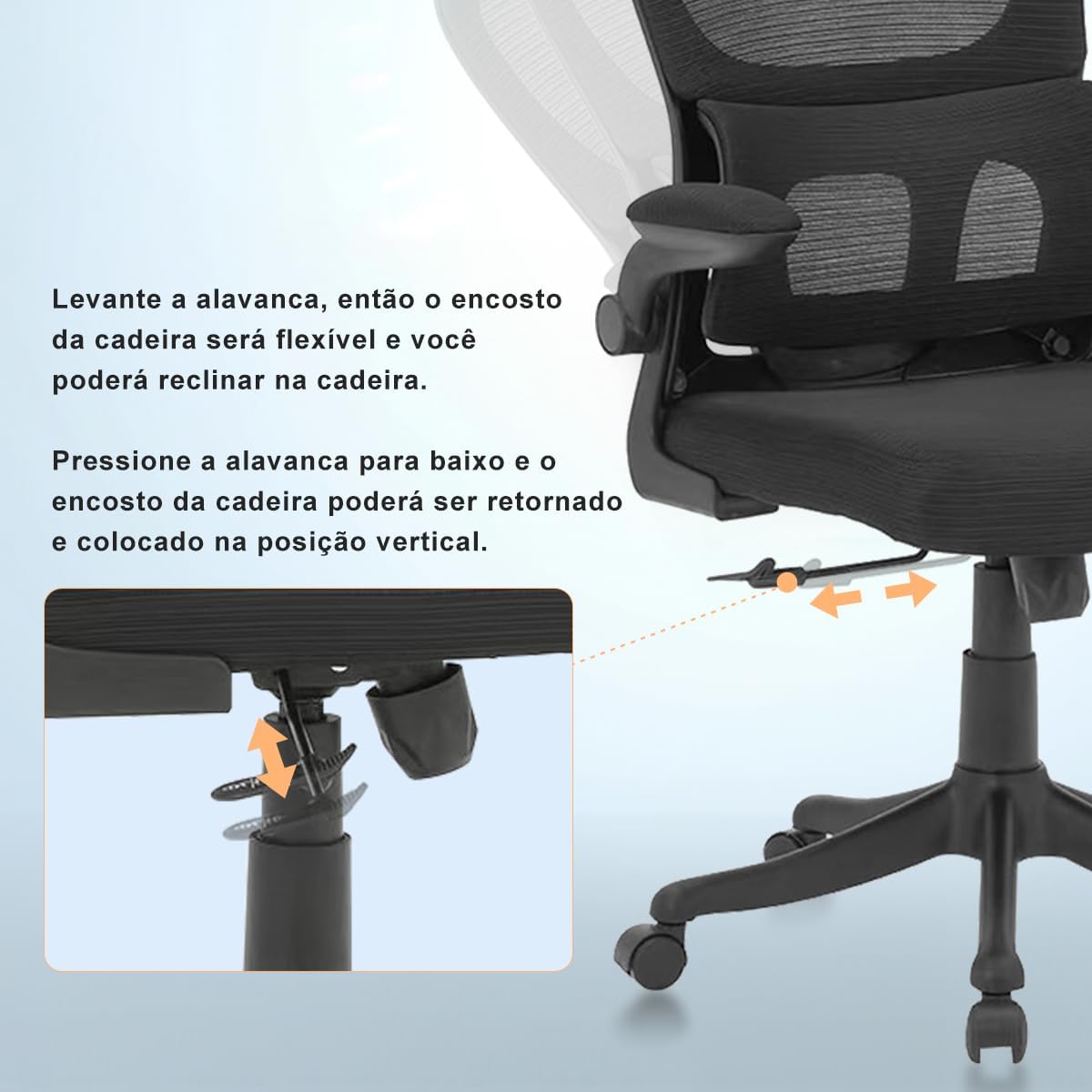 Cadeira de escritório design ergonômico com suporte lombar independente malha respirável e encosto de cabeça ajustável - Elegante