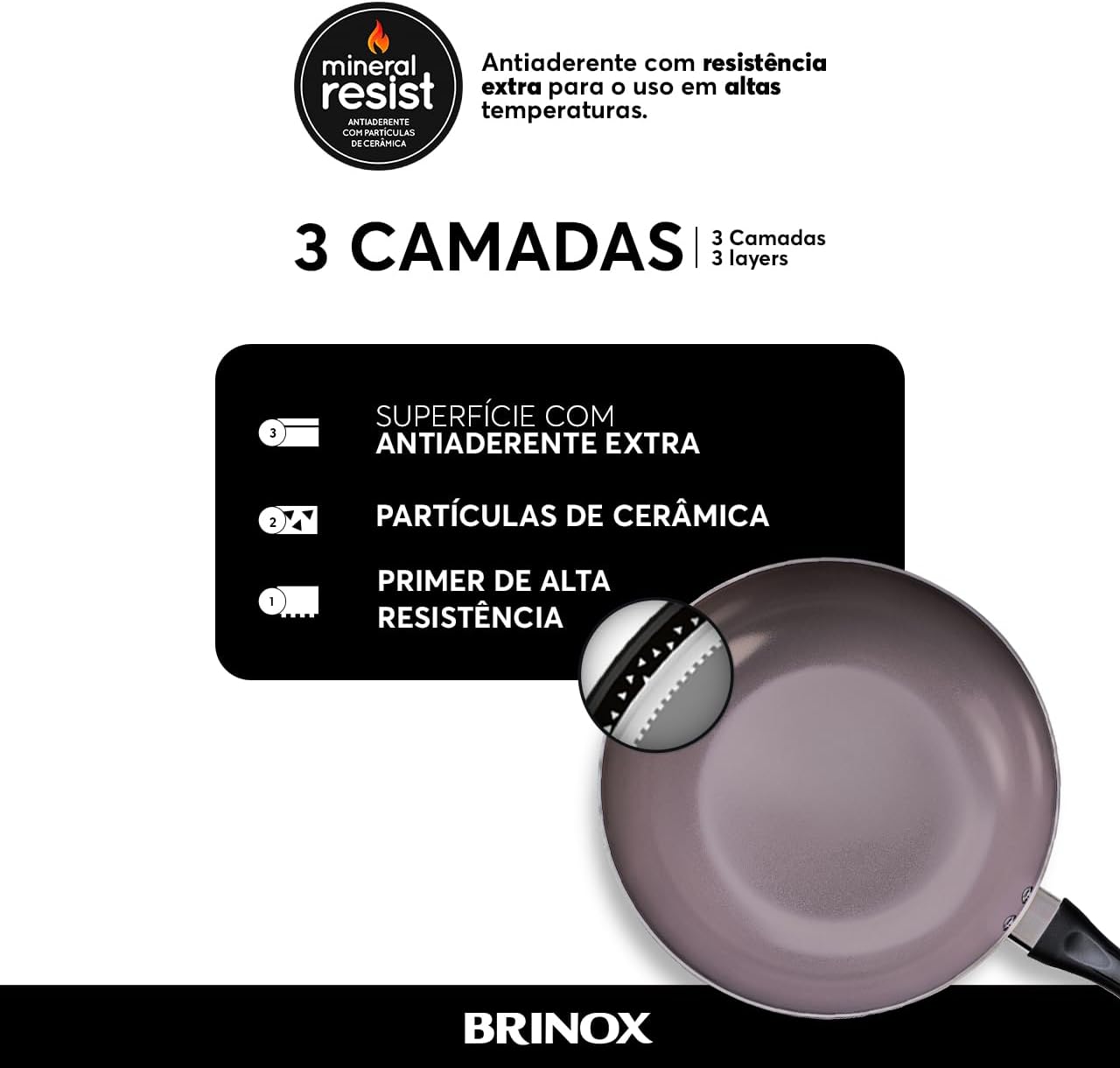 Brinox Jogo de Panelas 8 Peças Ceramic Life Smart Plus Vanilla - Premium