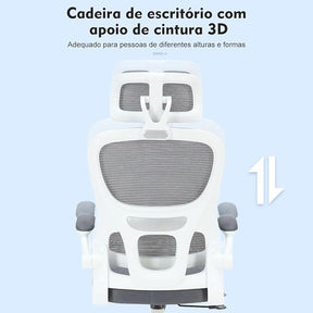 Cadeira de escritório design ergonômico com suporte lombar independente malha respirável e encosto de cabeça ajustável - Elegante