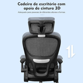 Cadeira de escritório design ergonômico com suporte lombar independente malha respirável e encosto de cabeça ajustável - Elegante