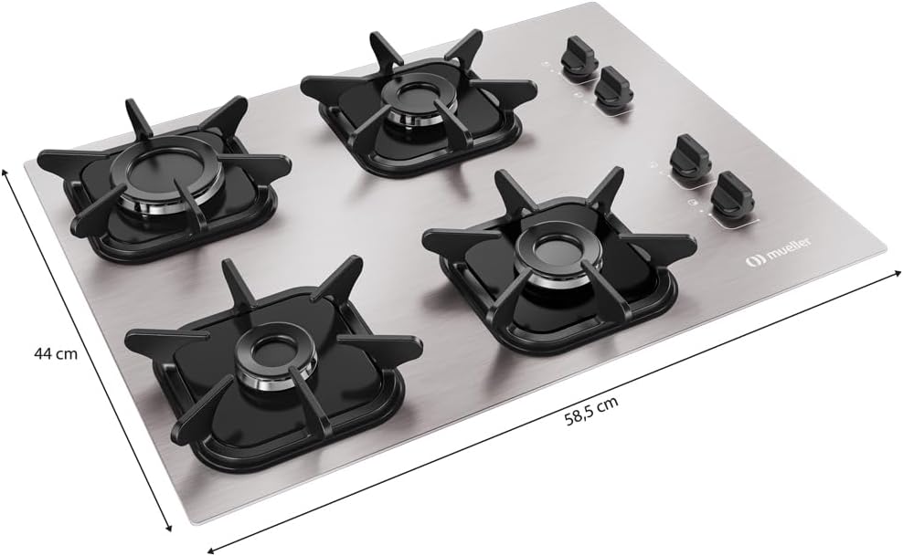 Cooktop Mueller 4 Bocas de Alumínio com Queimador Ultra Chama MCG4BK - Premium