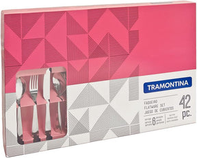 Faqueiro Aço Inox com Faca para Churrasco com 42 Peças Tramontina Laguna. - Versátil