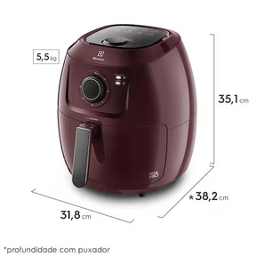 Fritadeira Elétrica Sem Óleo Air Fryer Electrolux Family Efficient Por Rita Lobo EAF51 5L – Vermelha Escura - Exclusivo