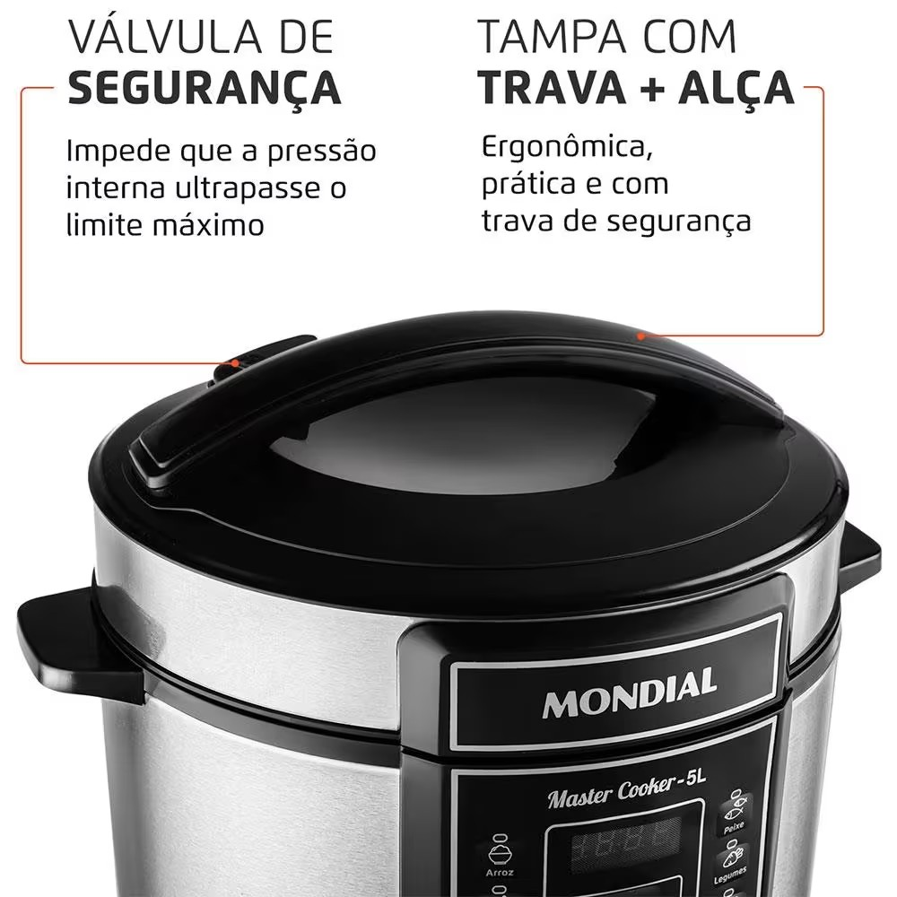 Panela Elétrica de Pressão Mondial Digital Master Cooker PE 38 5L Preta - Eficiente