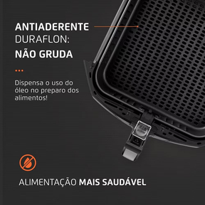 Fritadeira Elétrica Sem Óleo Air Fryer Mondial Mega Family AFN 80 BI 8L – Preta/Inox - Elegante