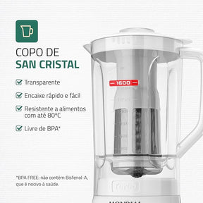 Liquidificador Mondial Turbo Power Branco 550W 2 2 L L 99 FB - Elegante
