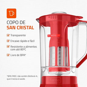 Liquidificador Mondial Turbo Power Vermelho 550W Preto 2 2 L L 99 FB - Elegante