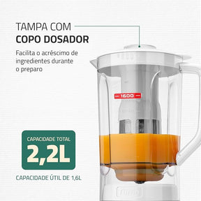 Liquidificador Mondial Turbo Power Branco 550W 2 2 L L 99 FB - Elegante