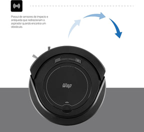WAP Aspirador de Pó Robô ROBOT W90 3 em 1 Automático 250ml Sistema Antiqueda e Rodas Emborrachadas 30W 3 6VDC Bivolt - Premium
