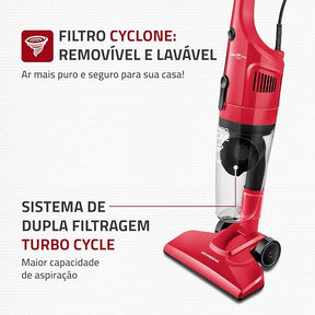 Aspirador de Pó Turbo Cycle Mondial Vermelho/Preto 1100W 220V AP 36 - Elegante