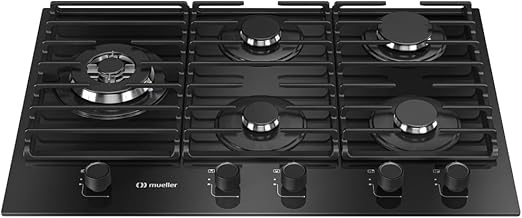 Cooktop Mueller 5 Bocas 77cm com Grade Dupla MCG5BM Bivolt - Elegante