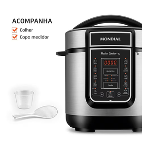 Panela Elétrica de Pressão Mondial Digital Master Cooker PE 40 3L Preta/Inox - Alta Performance
